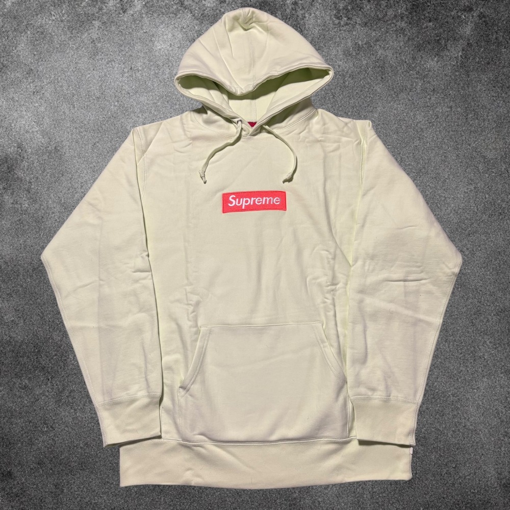 Supreme Box Logo Hooded Sweatshirt FW17 Pale Lime Yellow XL Excellent